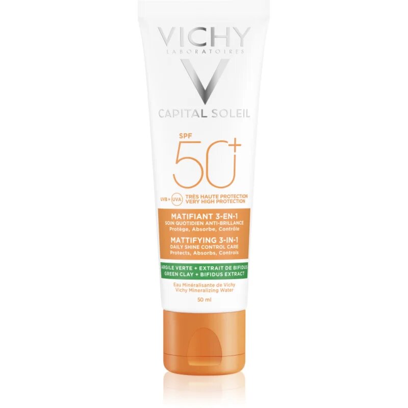 Vichy Capital Soleil Mattifying 3-in-1 zaščitna matirajoča krema za obraz SPF 50+ 50 ml