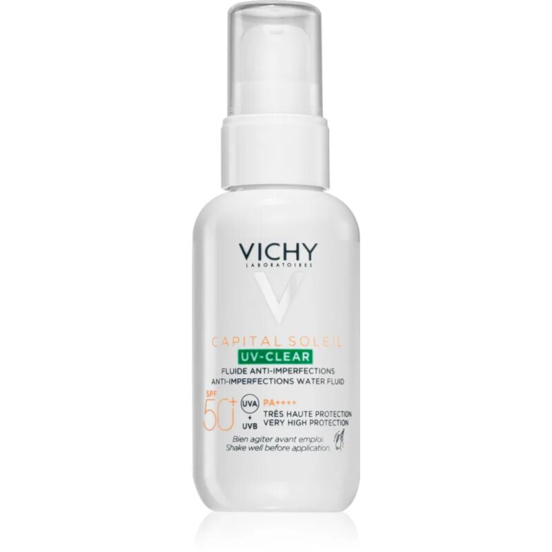 Vichy Capital Soleil UV-Clear nega proti gubam za mastno k aknam nagnjeno kožo SPF 50+ 40 ml