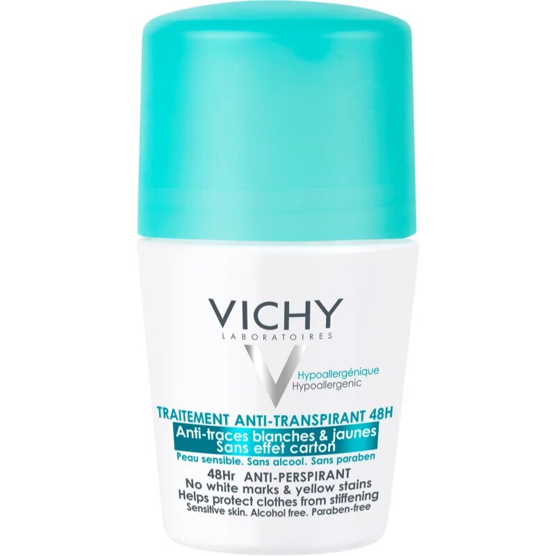 Vichy Deodorant 48h antiperspirant roll-on proti belim in rumenim madežem 50 ml