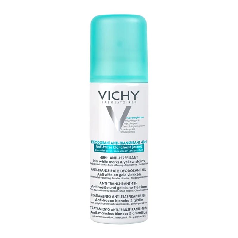 Vichy Deodorant 48h antiperspirant v pršilu proti belim in rumenim madežem 125 ml