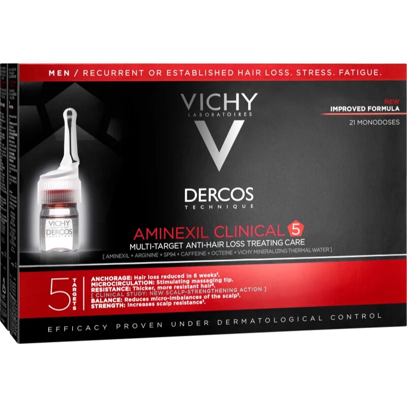 Vichy Dercos Aminexil Clinical 5 ciljna nega proti izpadanju las za moške 21 x 6 ml