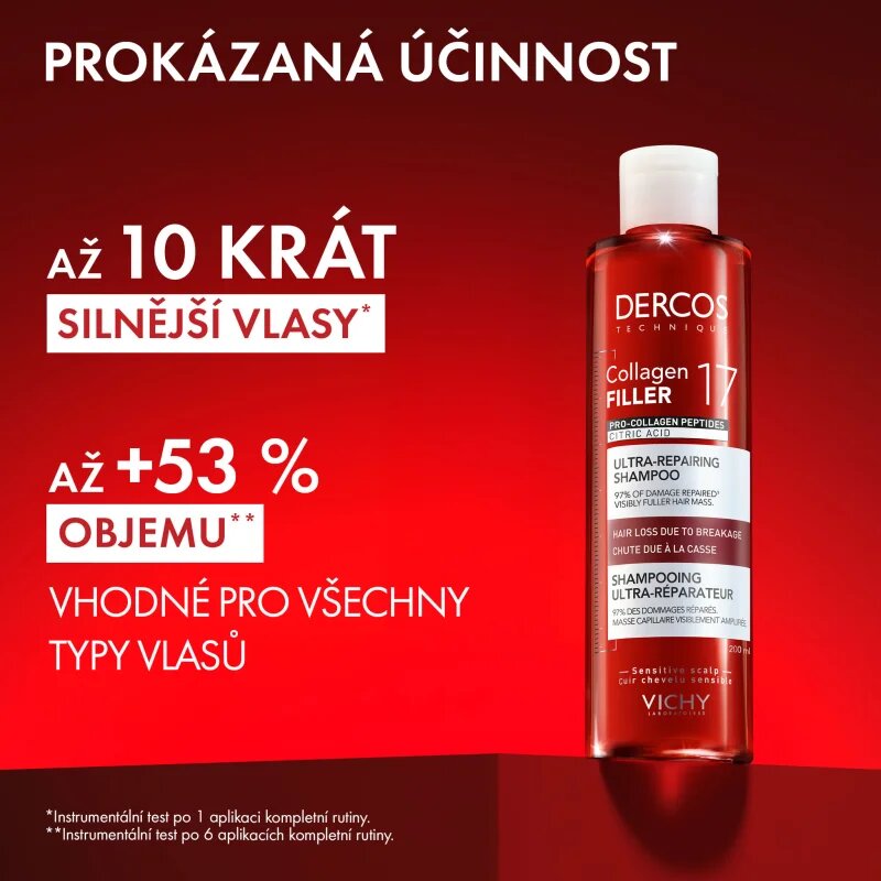 Vichy Dercos Collagen Filler 17 globinsko regeneracijski šampon za lomljive lase 200 ml