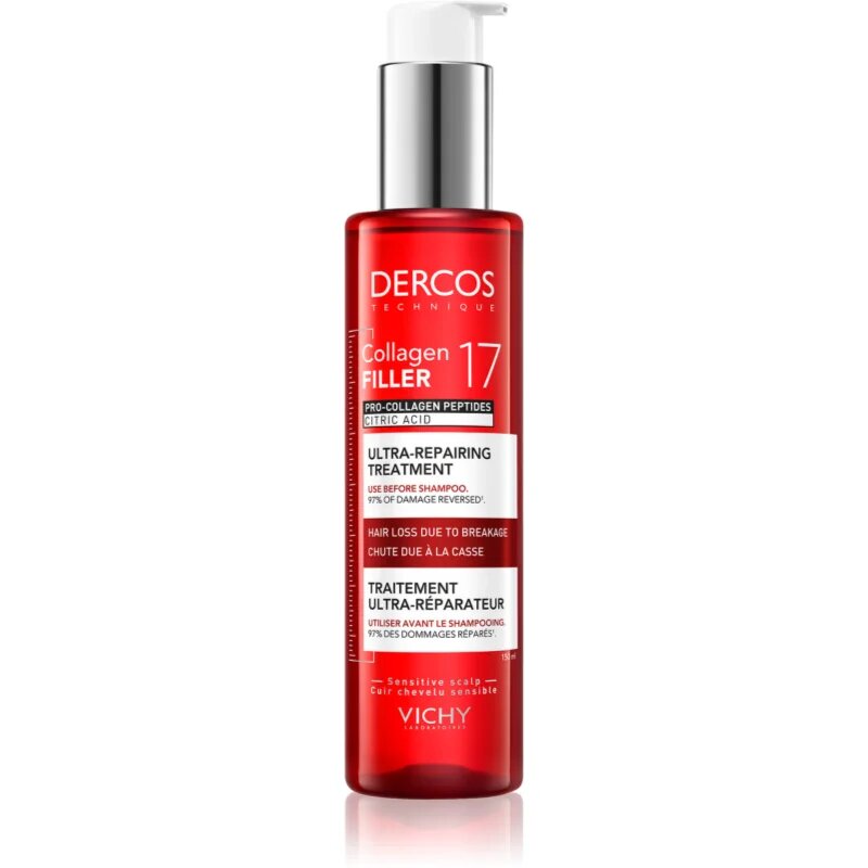 Vichy Dercos Collagen Filler 17 regeneracijska kura za oslabljene lase ki so nagnjeni k izpadanju 150 ml