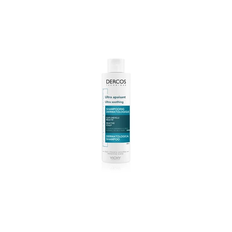 Vichy Dercos Ultra Soothing ultra pomirjajoči šampon za normalne do mastne lase in občutljivo lasišče 200 ml