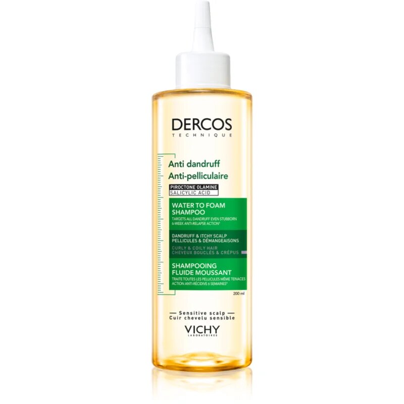 Vichy Dercos Water to Foam Shampoo šampon proti prhljaju za valovite in kodraste lase 200 ml