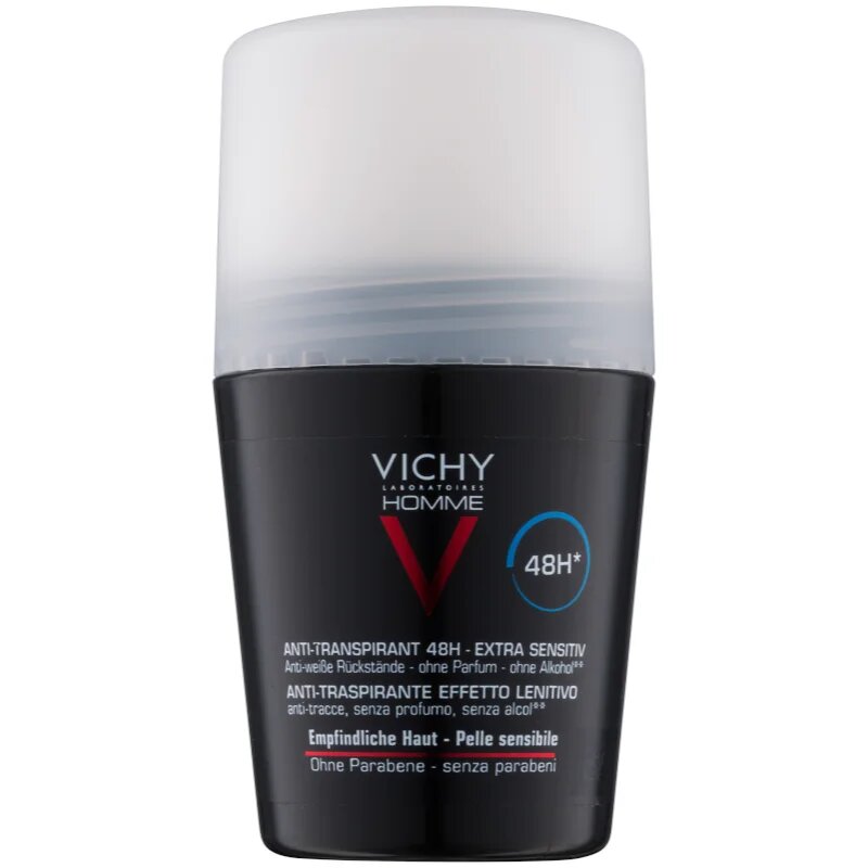 Vichy Homme Deodorant antiperspirant roll-on brez dodanih dišav 48h 50 ml