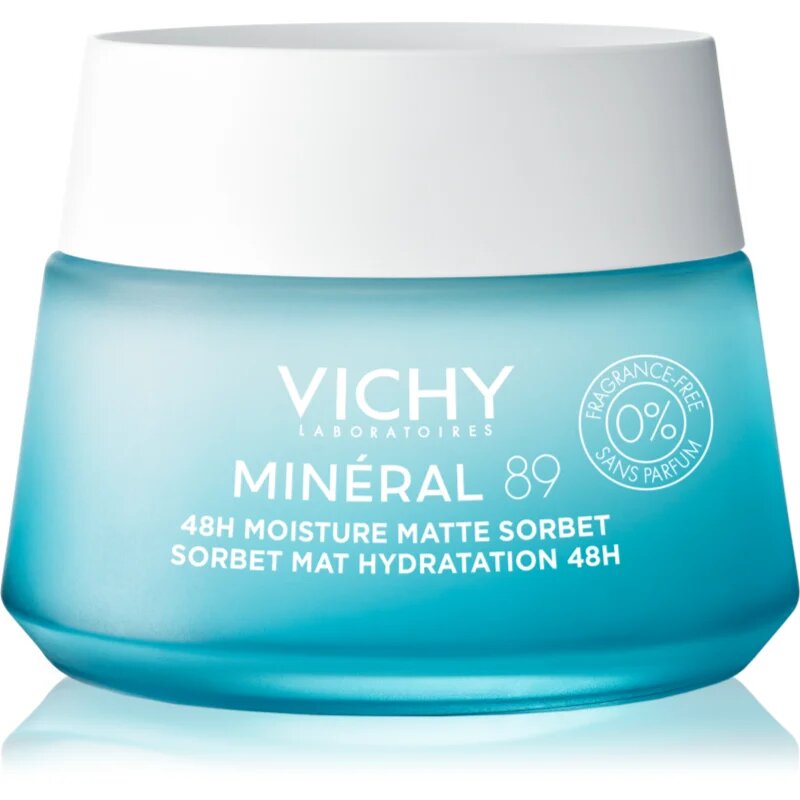 Vichy Minéral 89 Moisture Matte Sorbet sorbet krema za mastno in mešano kožo brez dišav 50 ml