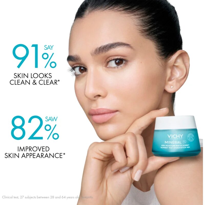 Vichy Minéral 89 Moisture Matte Sorbet sorbet krema za mastno in mešano kožo brez dišav 50 ml