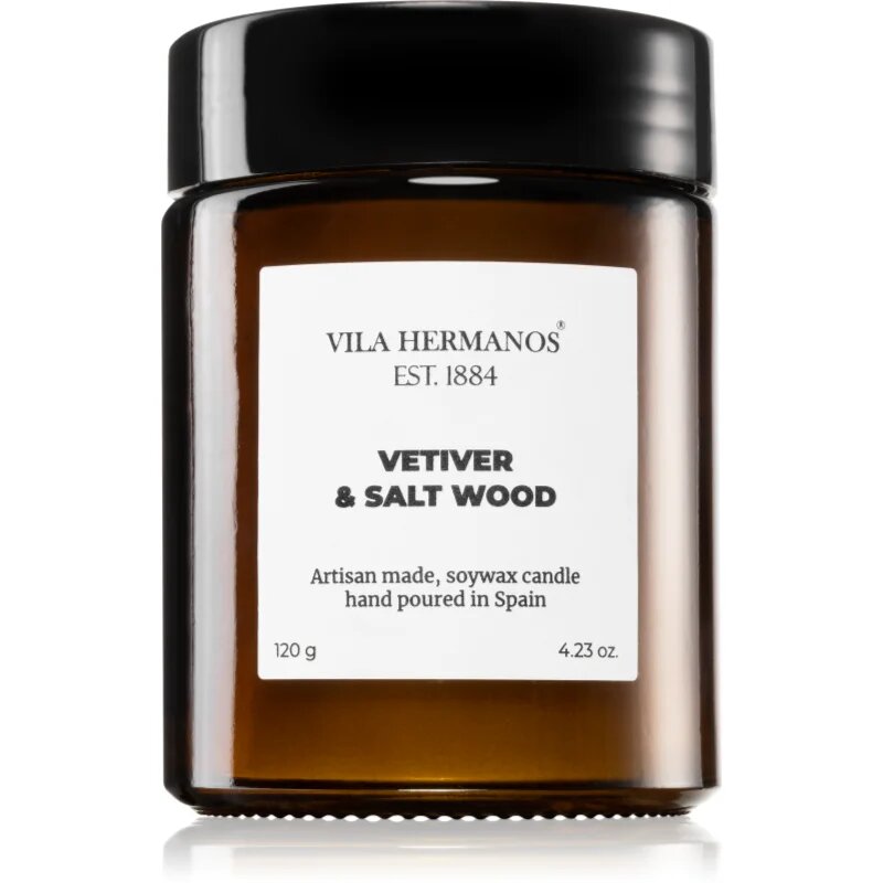 Vila Hermanos Apothecary Vetiver & Salt Wood dišeča sveča 120 g