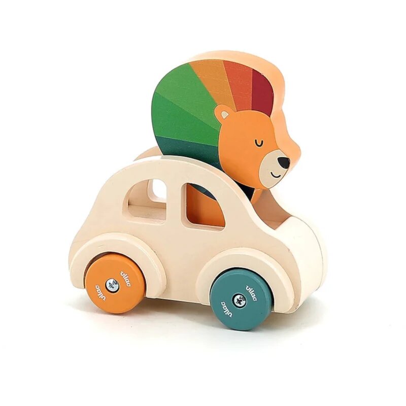 Vilac Lion in a Car igrača iz lesa 15m+ 1 kos