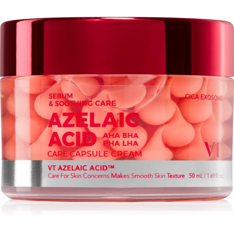VT Cosmetics Azelaic Acid Care Capsule Cream pomirjajoča krema za obraz proti nepravilnostim na aknasti koži 50 ml
