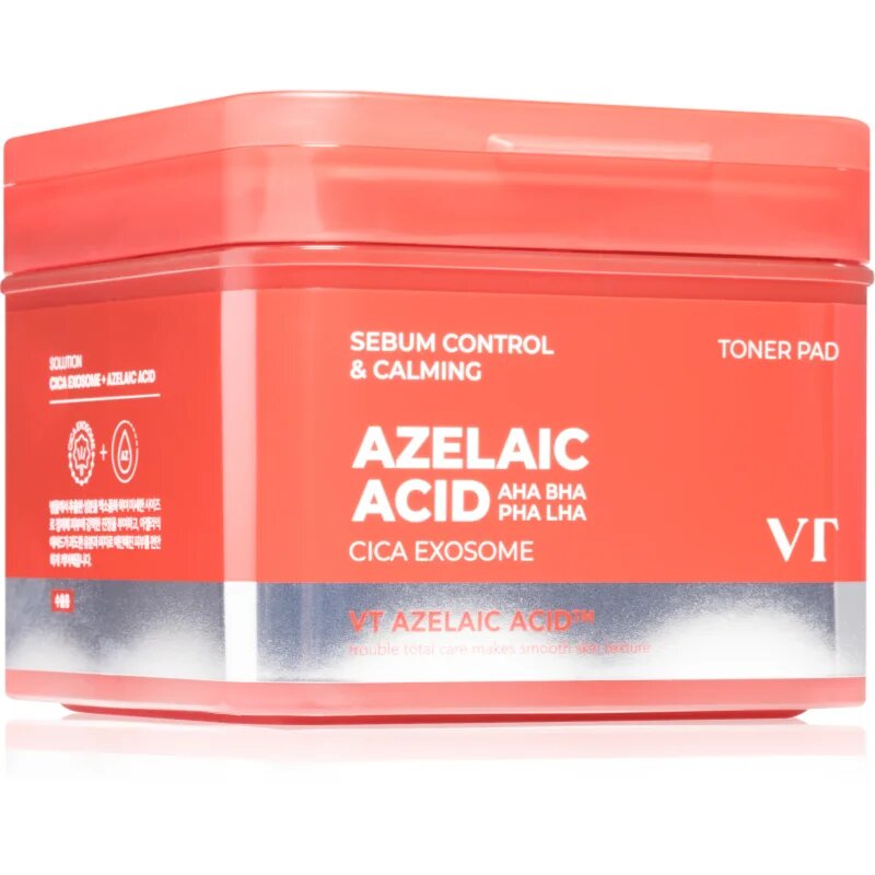 VT Cosmetics Azelaic Acid Sebum Control & Calming Toner Pad tonizirajoče blazinice za prehrano in hidracijo 60 kos