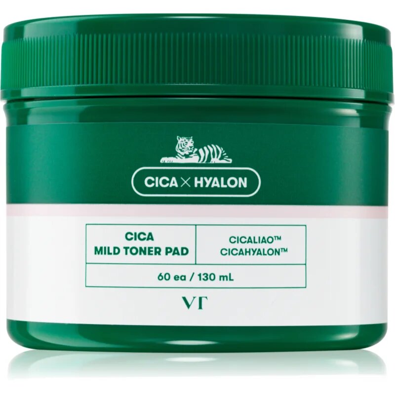 VT Cosmetics Cica Mild Toner Pad piling blazinice za obraz s pomirjajočim učinkom 60 kos