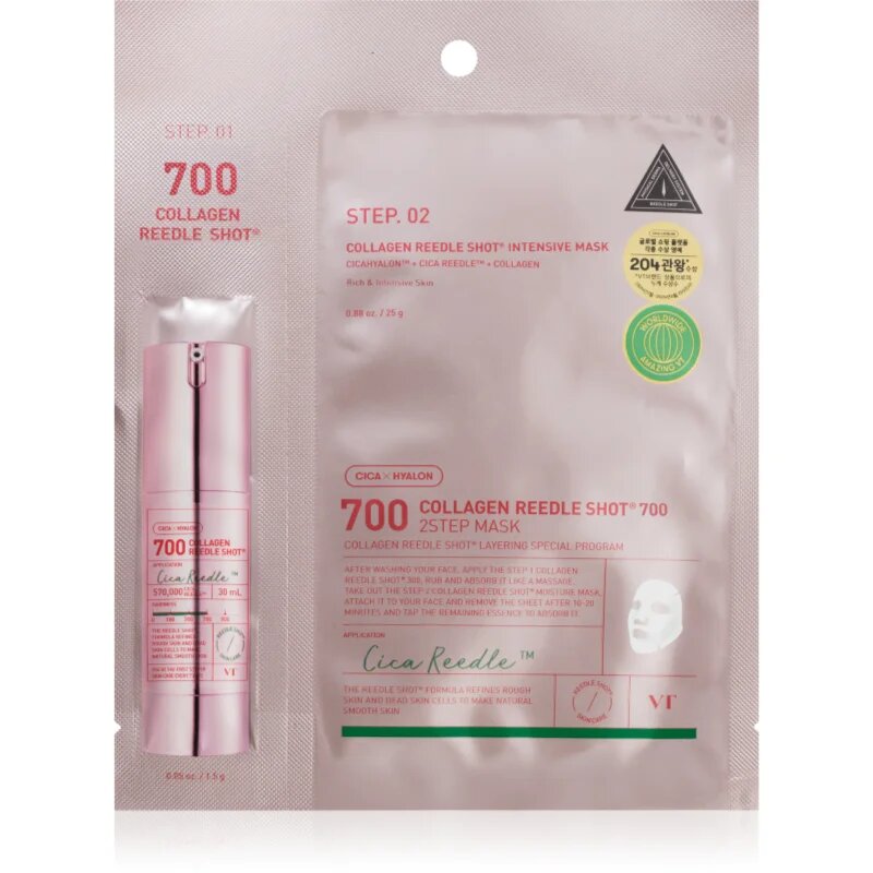 VT Cosmetics Collagen Reedle Shot 700 2-Step Mask lifting in učvrstitvena maska za dvostopenjsko nego kože 28.5 g