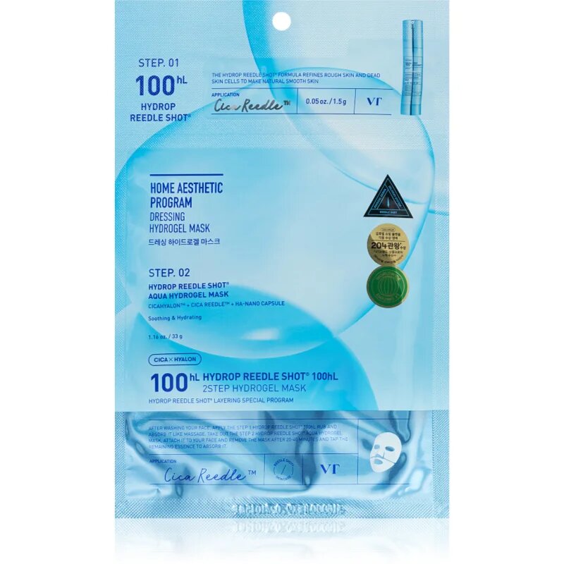 VT Cosmetics Hydrop Reedle Shot 100 2Step Hydrogel Mask intenzivna hidrogelna maska z vlažilnim učinkom 34.5 g