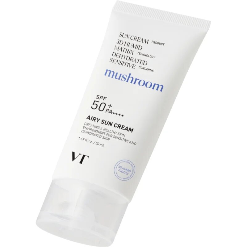VT Cosmetics Mushroom Airy Sun Cream zaščitna krema za obraz z vlažilnim učinkom SPF 50+ 50 ml