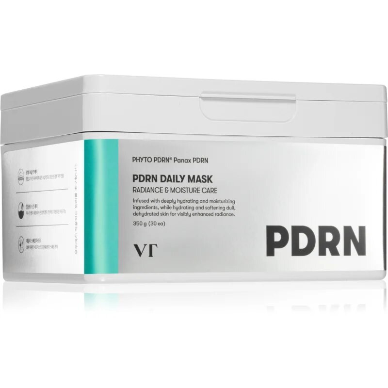 VT Cosmetics PDRN Daily Mask vlažilna tekstilna maska za posvetlitev in zgladitev kože veliko pakiranje 30 kos
