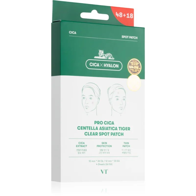 VT Cosmetics Pro Cica Centella Asiatica Tiger Clear Spot Patch obliži za problematično kožo 66 kos