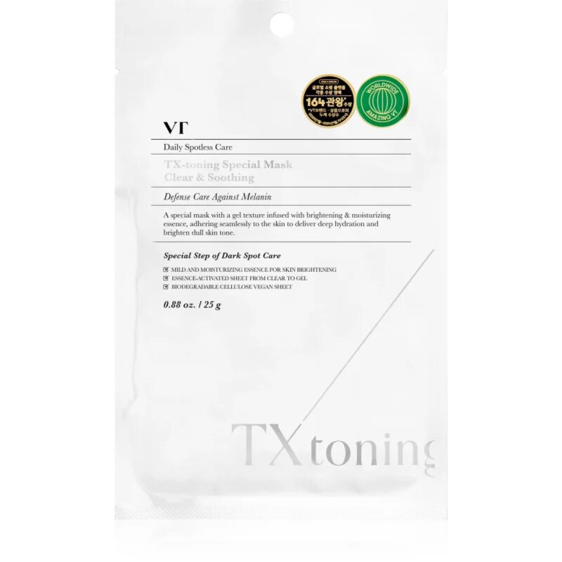 VT Cosmetics TX-Toning Special Mask vlažilna tekstilna maska za kožo s hiperpigmentacijo 25 g