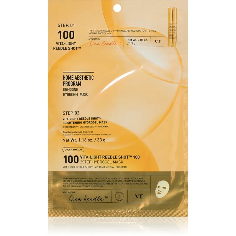 VT Cosmetics Vita-Light Reedle Shot 100 2Step Hydrogel Mask intenzivna hidrogelna maska za osvetljevanje kože in hidratacijo 34.5 g