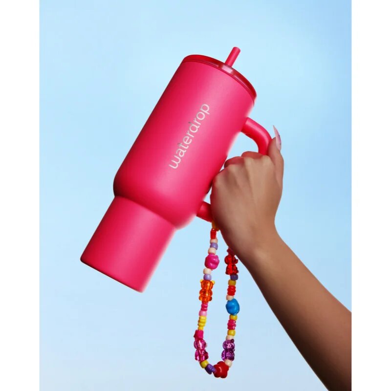 Waterdrop Explorer Tumbler lonček iz nerjavečega jekla s slamico (omejena izdaja) Neon Pink 1 kos