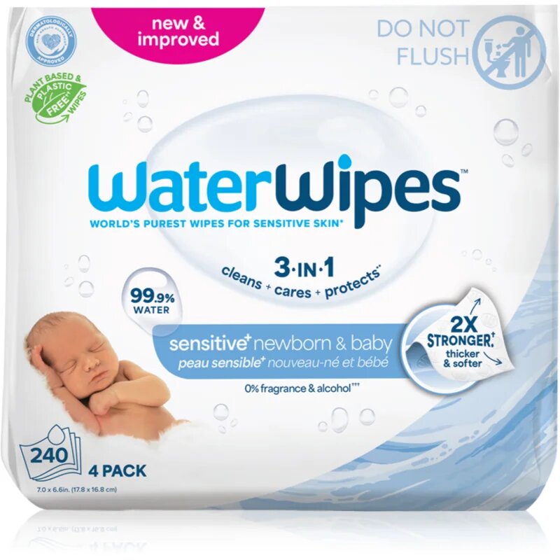 WaterWipes Baby Wipes 4 Pack otroški nežni vlažni robčki 4x60 kos