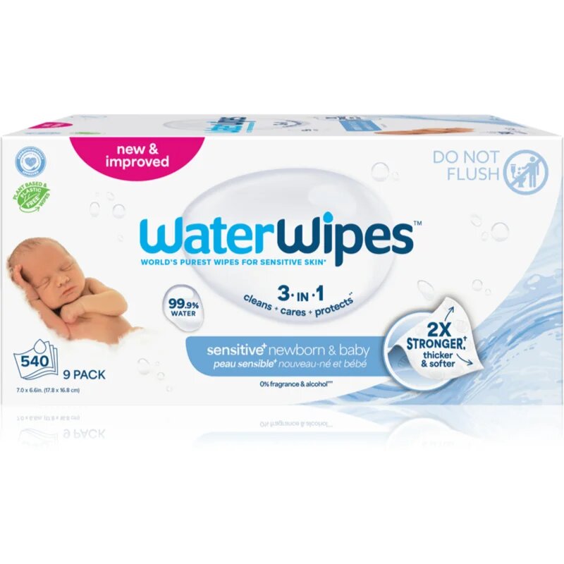 WaterWipes Baby Wipes 9 Pack otroški nežni vlažni robčki 9x60 kos