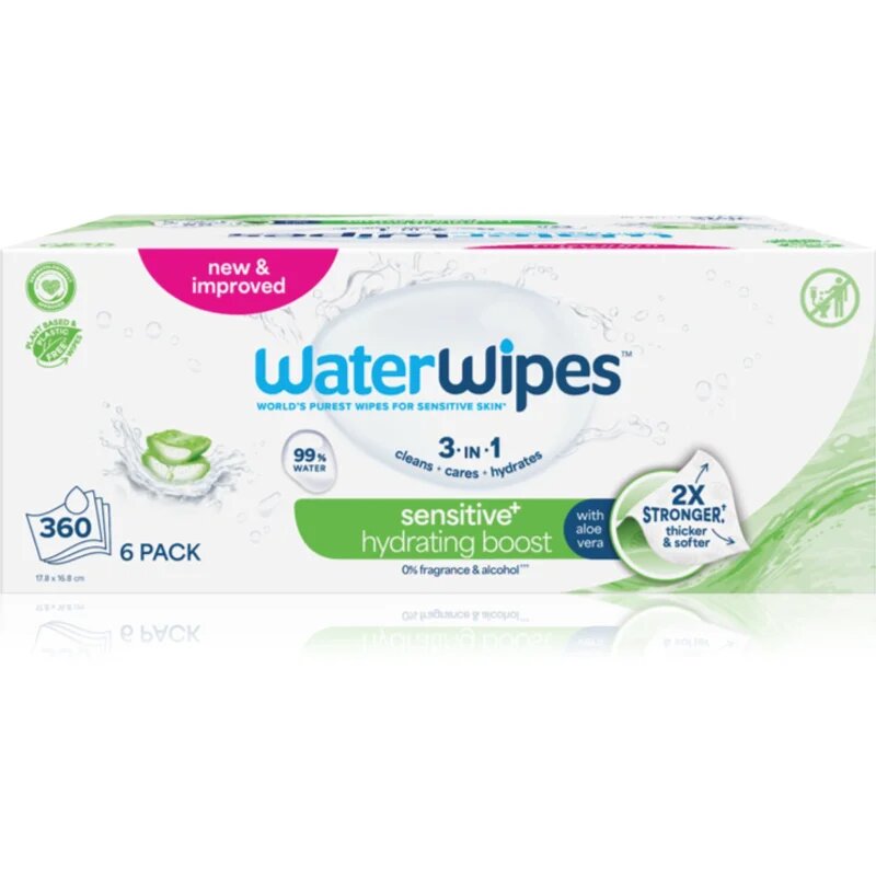 WaterWipes Hydrating Clean osvežilni vlažilni robčki 6x60 kos