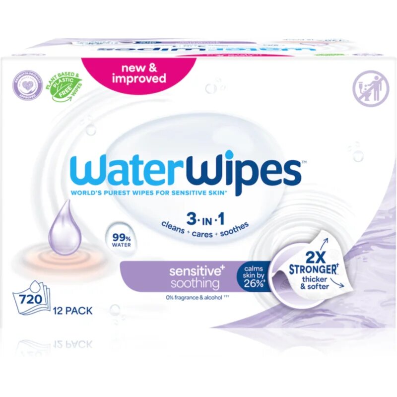 WaterWipes Soothing Clean otroški nežni vlažni robčki 12x60 kos