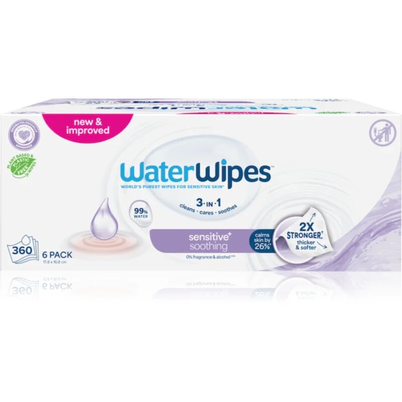 WaterWipes Soothing Clean otroški nežni vlažni robčki 6x60 kos
