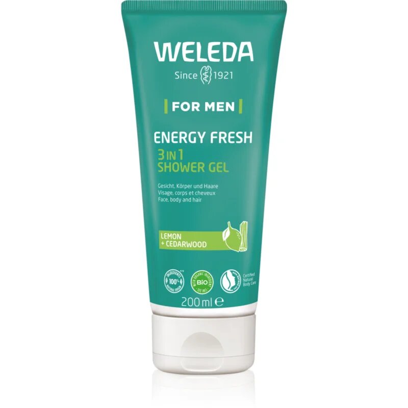 Weleda Energy Fresh 3in1 čistilni gel 3 v 1 za lase in telo za moške 200 ml
