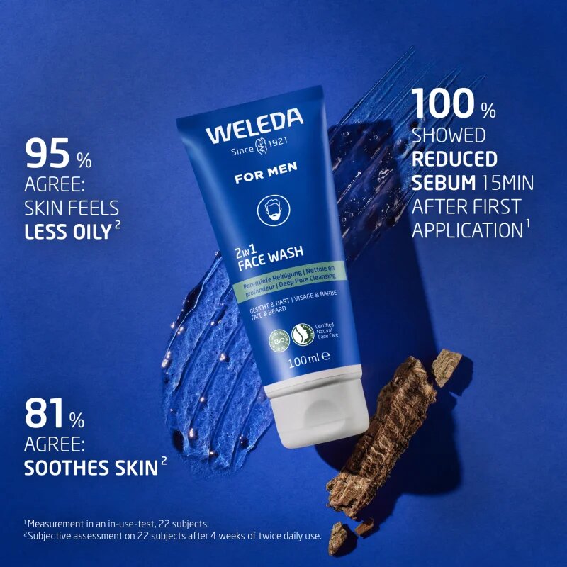 Weleda For Men 2v1 čistilni gel za obraz in brado 100 ml