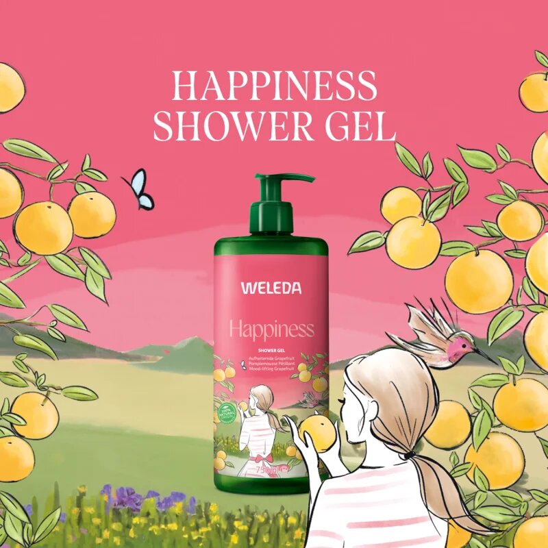 Weleda Happiness osvežujoč gel za prhanje Grapefruit Tangerine and Lime 750 ml
