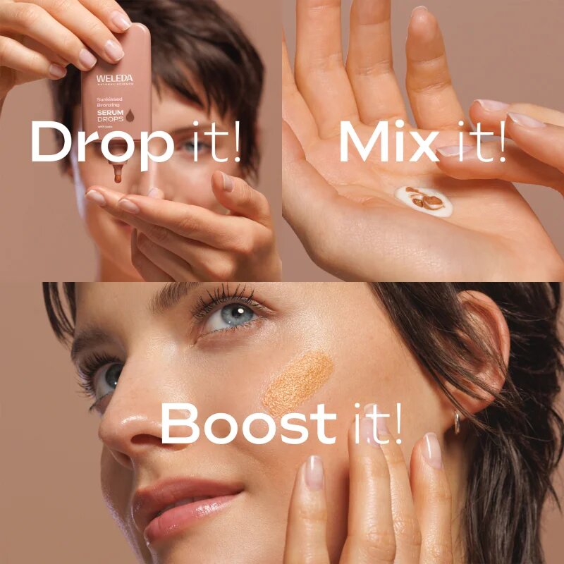 Weleda Serum Drops Sunkissed Bronzing vlažilni serum za obraz z učinkom postopne porjavitve 30 ml