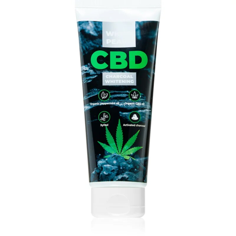 White Pearl CBD Charcoal Whitening belilna zobna pasta z aktivnim ogljem s CBD-jem 75 ml