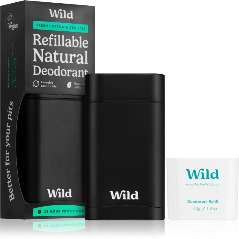 Wild Fresh Cotton & Sea Salt Men's Black Case trdi deodorant z etuijem 40 g
