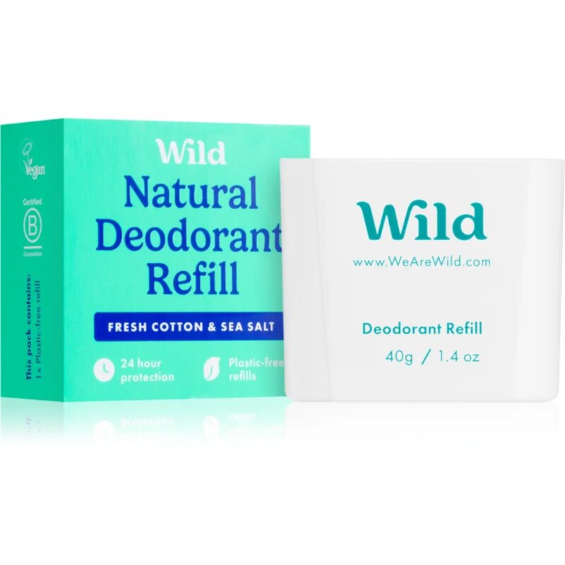Wild Fresh Cotton & Sea Salt trdi deodorant nadomestno polnilo 40 g