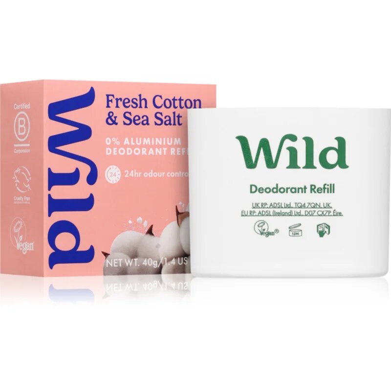 Wild Fresh Cotton & Sea Salt trdi deodorant nadomestno polnilo 40 g