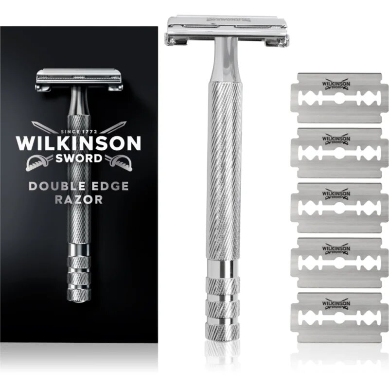 Wilkinson Sword Barber's Style Double Edge brivnik + nadomestne britvice 5 kos
