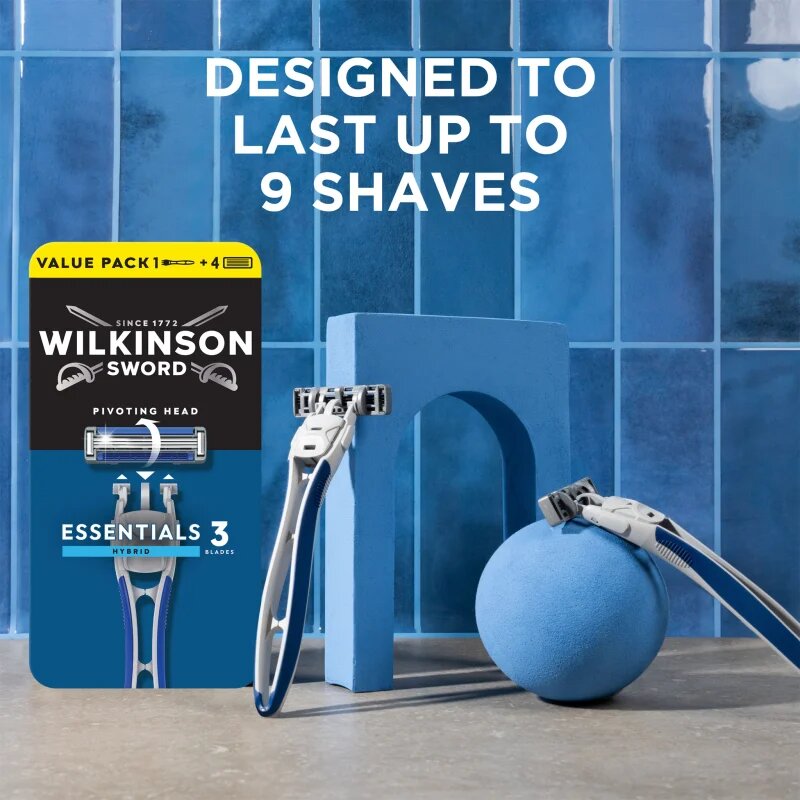 Wilkinson Sword Essentials 3 Hybrid brivnik + nadomestne glave 4 kos