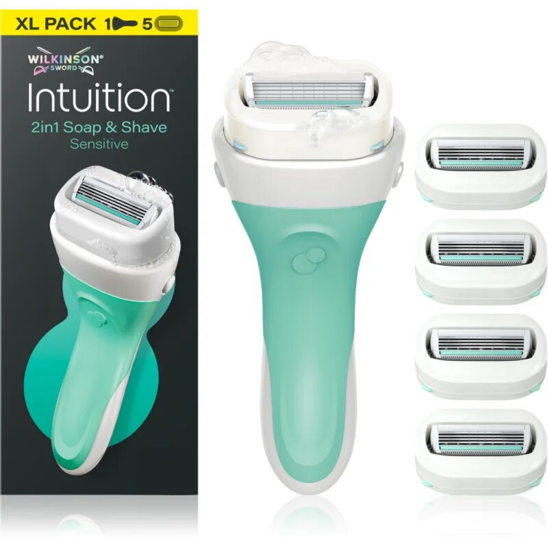 Wilkinson Sword Intuition 2in1 Soap & Shave Sensitive brivnik + nadomestna glava