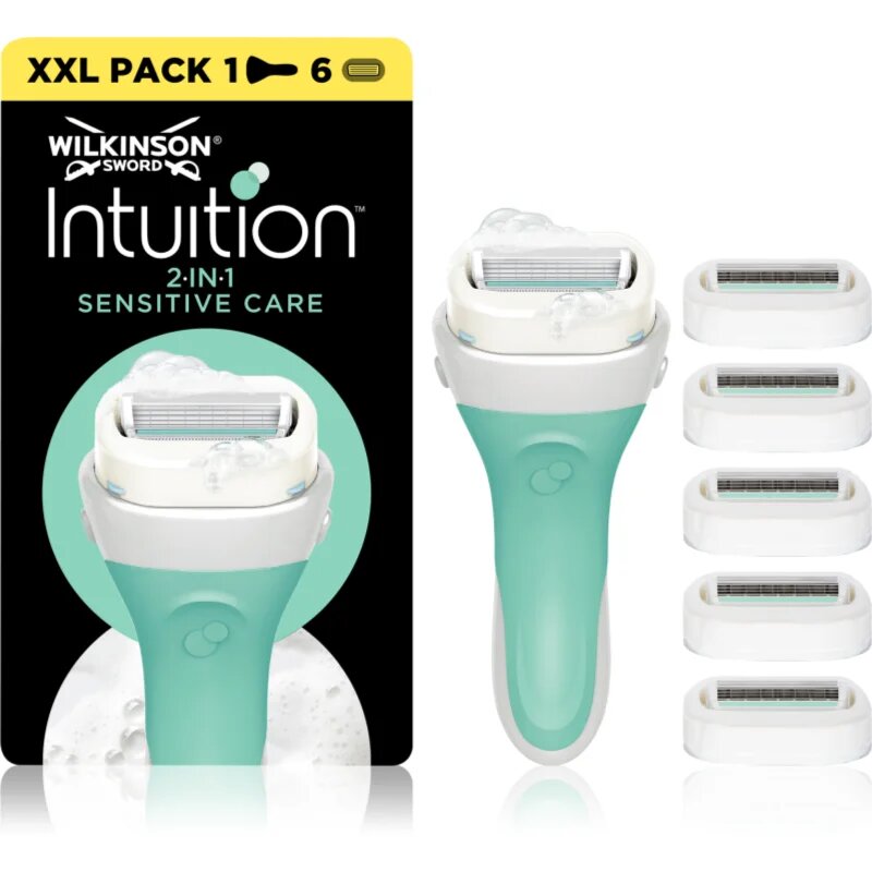 Wilkinson Sword Intuition 2in1 Soap & Shave Sensitive brivnik + nadomestne glave 6 ks