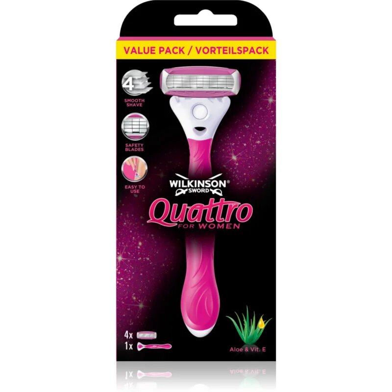 Wilkinson Sword Intuition Quattro for Women brivnik + nadomestne britvice 4 kos