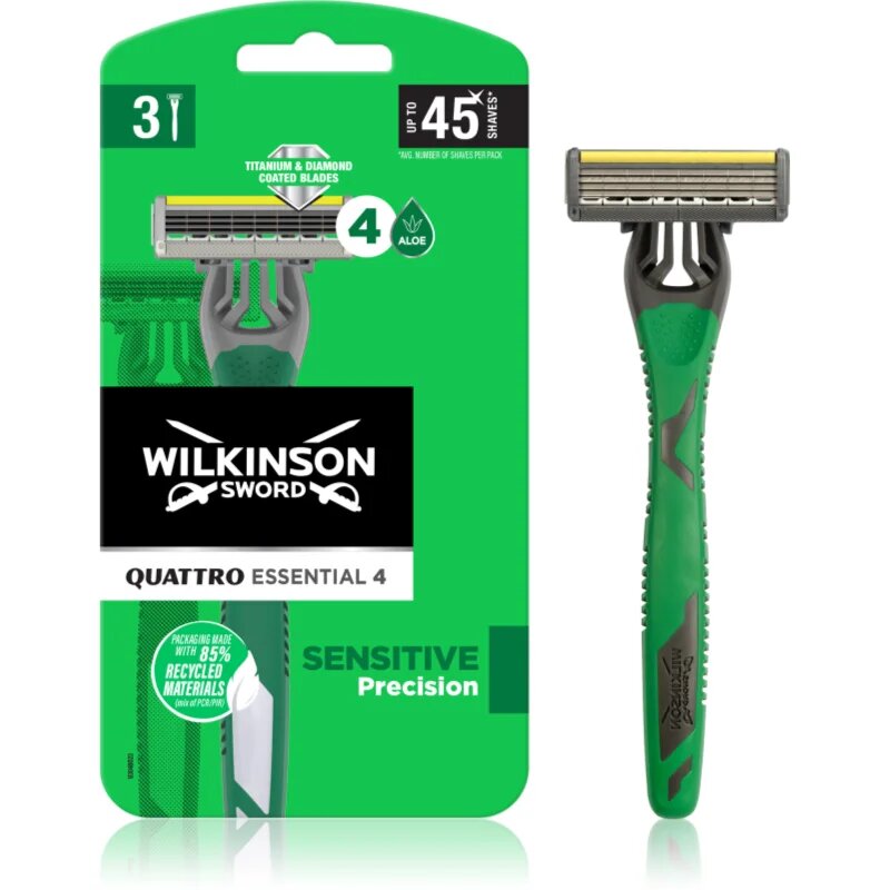 Wilkinson Sword Quattro Essential 4 Sensitive Precision brivniki za enkratno uporabo 3 kos