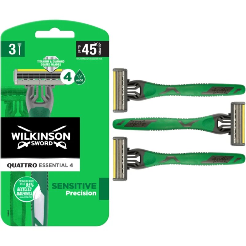 Wilkinson Sword Quattro Essential 4 Sensitive Precision brivniki za enkratno uporabo 3 kos