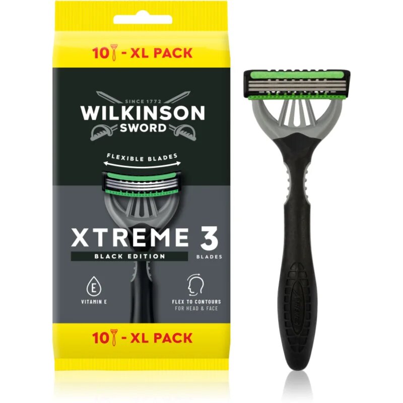 Wilkinson Sword Xtreme 3 Black Edition brivniki za enkratno uporabo za moške 10 kos