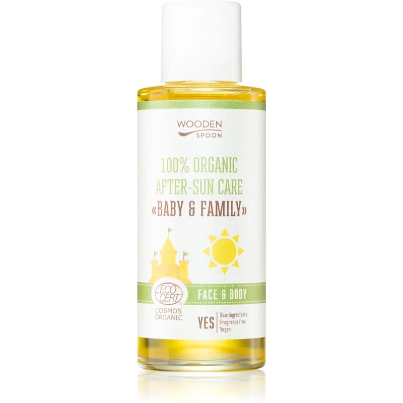 WoodenSpoon Baby & Family olje po sončenju za obraz in telo 100 ml