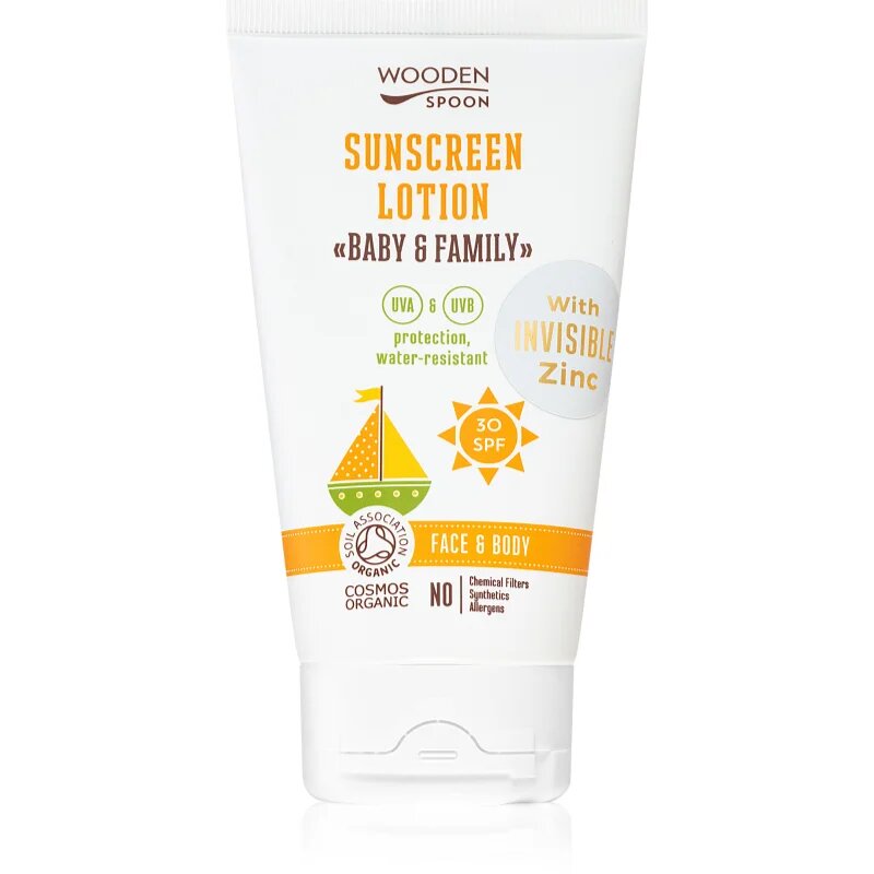 WoodenSpoon Baby & Family zaščitni losjon za sončenje SPF 30 150 ml