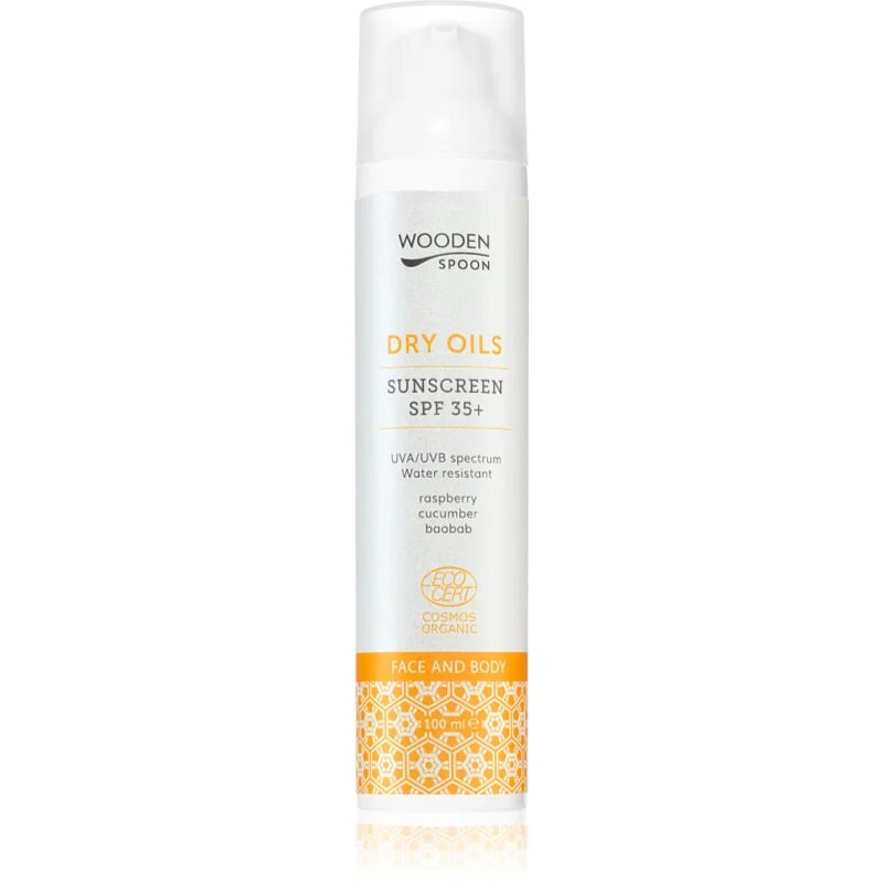 WoodenSpoon Dry Oils Sunscreen SPF 35+ losjon za sončenje za obraz in telo SPF 35 100 ml