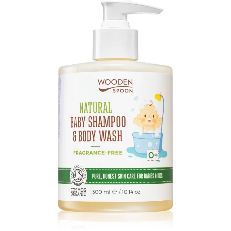 WoodenSpoon Natural šampon in gel za prhanje za otroke brez dodanih dišav 300 ml